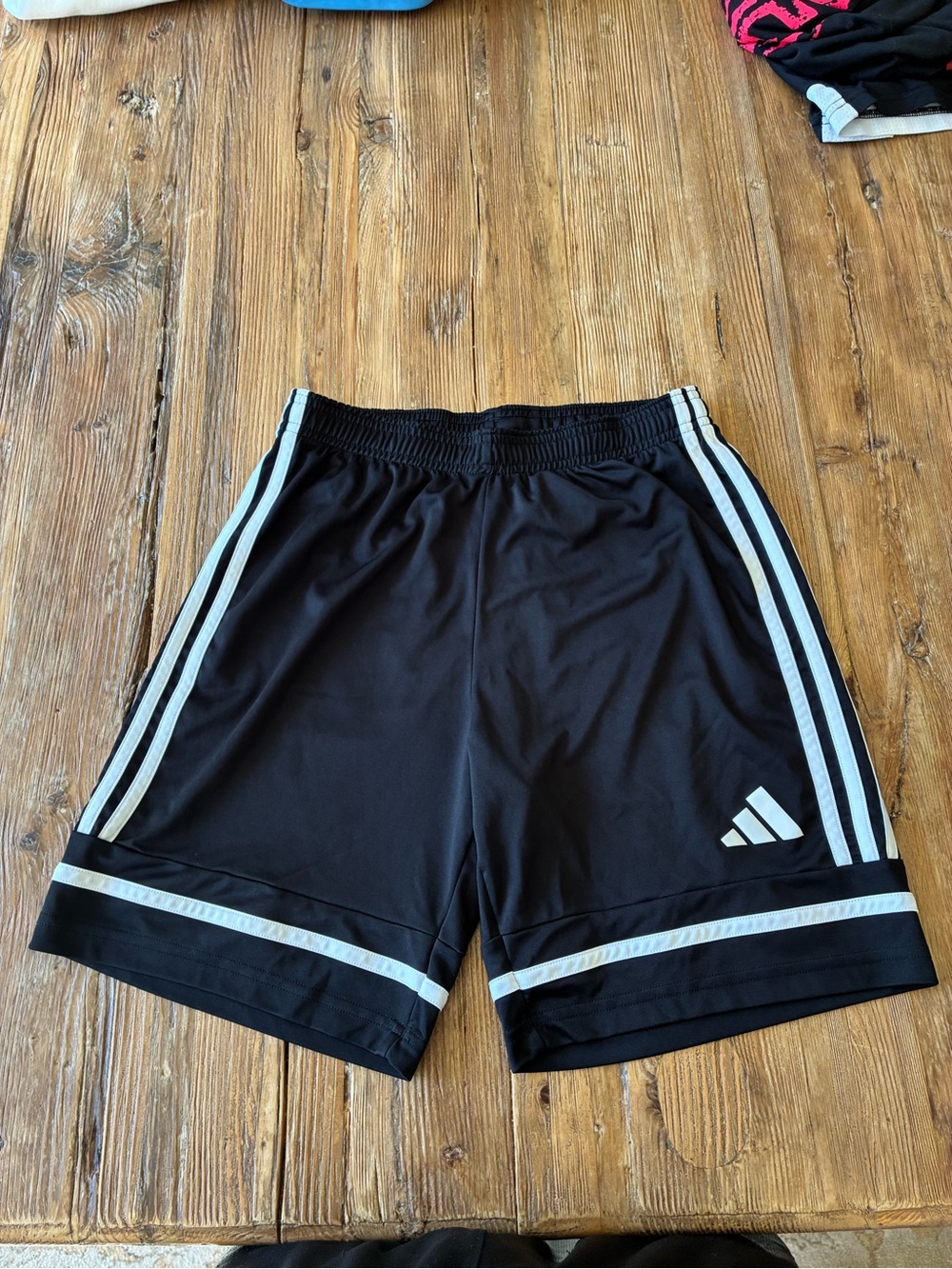 adidas Black Athletic Shorts with White Stripes